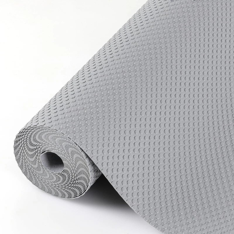 Hersvin Shelf Liners, 20in x 20ft Kitchen Drawer Mats, Non-Adhesive EVA Cupboard Protector, Cabinet Lining (Light Gray/Dot)