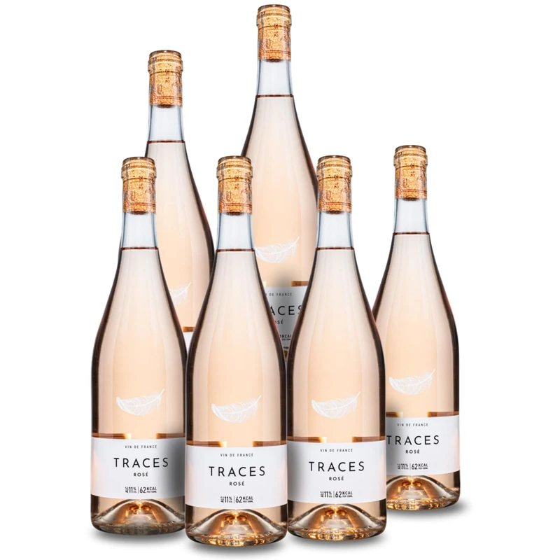 TRACES Rose - Multi Award-Winning & Naturally Lighter - Sugar Free Wine, Lower Calorie, Vegan - Case of 6 x 750ml Bottles