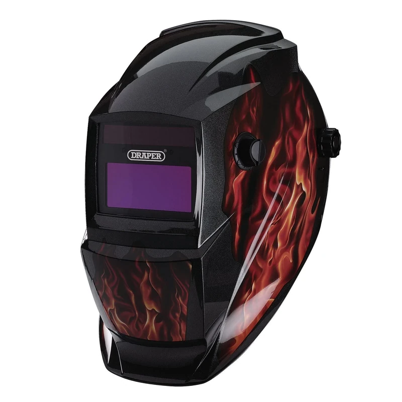 Draper 02513 Auto-Darkening Welding Helmet, Red Flames - Image 1