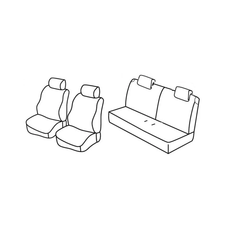 Superior Seat Covers Set - Black/Red - Compatible with Fiat Panda (09/03>01/12) - Fiat Panda Classic (02/12>12/12)