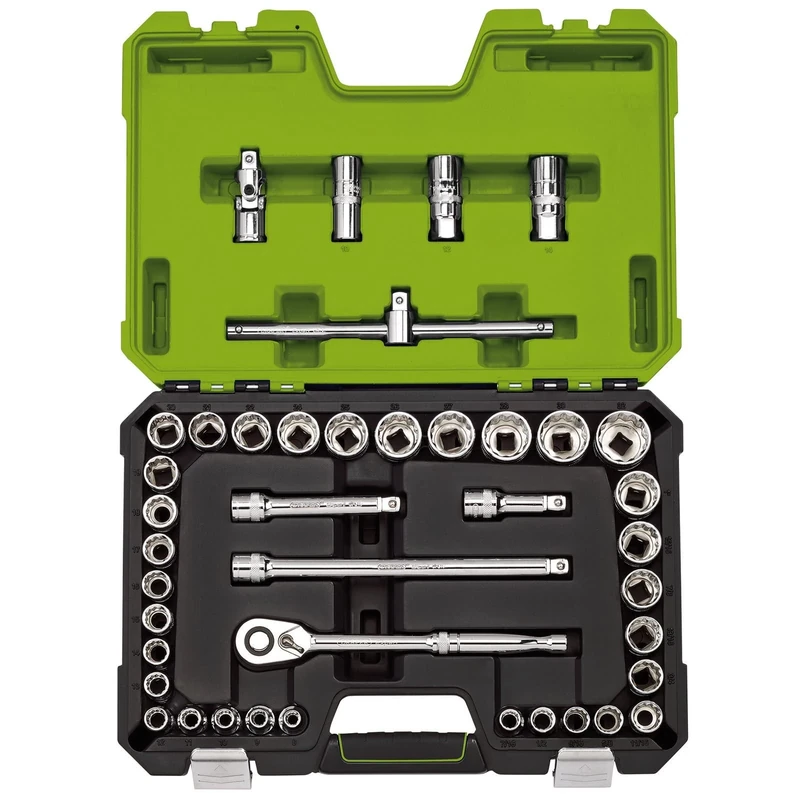 Draper 04465 MM/AF Combined Socket Set, 1/2" Sq. Dr., Green (41 Piece)