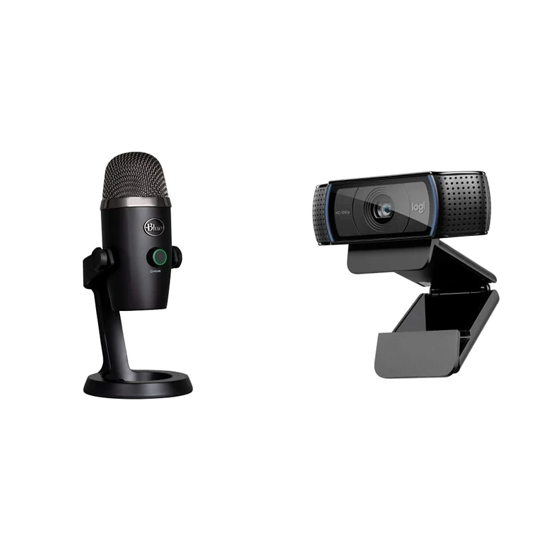 Blue Yeti Nano Premium USB Mic for Recording, Streaming, Gaming, Podcasting on PC and Mac, Condenser Microphone - Black & Logitech C920 HD Pro Webcam, Full HD 1080p/30fps Video Calling - Black