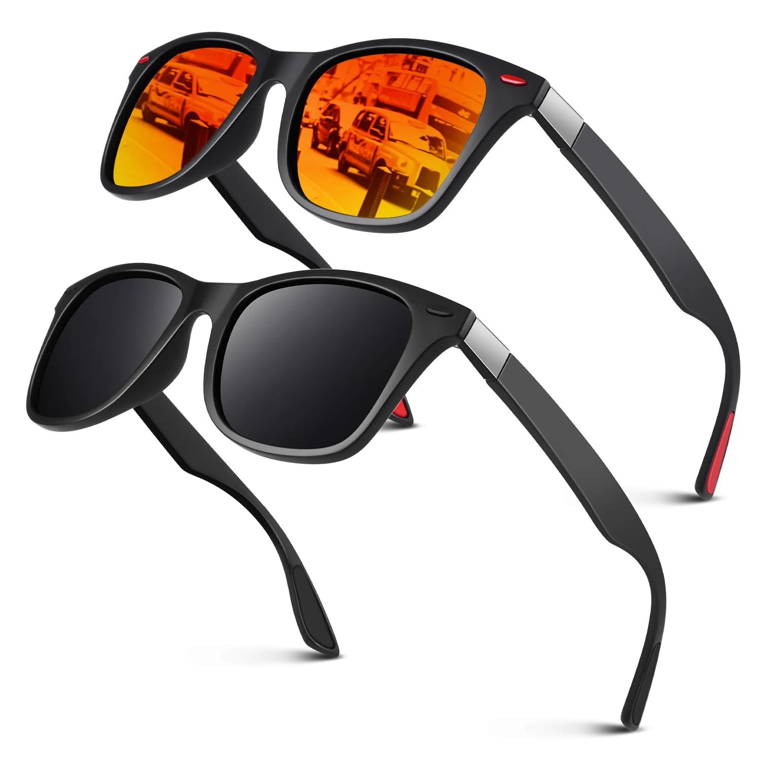 LINVO Polarised Sunglasses for Men and Women,Retro Dark Shades 100% UV Protection for Driving Fishing Running