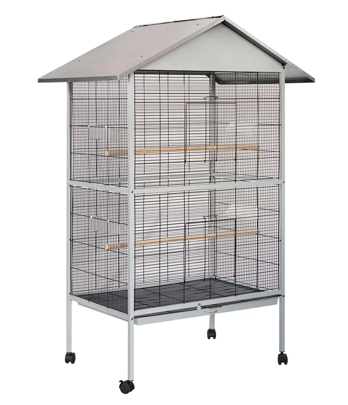 Dehner Bird Aviary Hammer Blow, Approx. 90 x 176 x 60 cm, Metal, Grey - Image 1