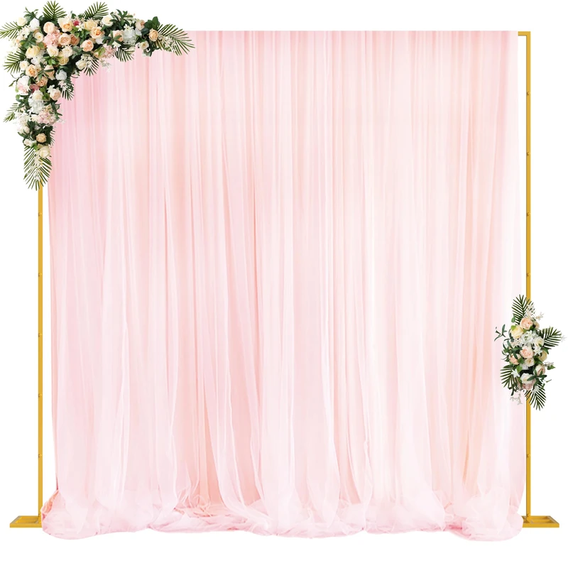 Fomcet 10FT x 10FT Backdrop Stand Heavy Duty with Base, Gold Portable Adjustable Pipe and Drape Kit, Square Metal Arch Party Frame for Wedding Birthday Parties Banquet Decorations