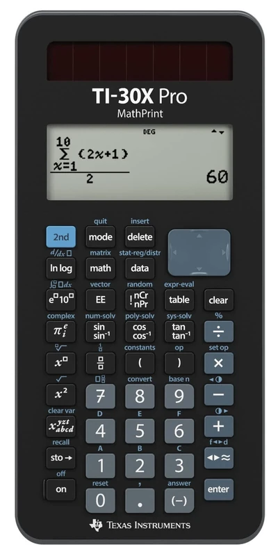Texas Instruments TI-30X Pro Mathprint School Calculator with 4 Line High Resolution Display, Solar and Battery Powered, Black