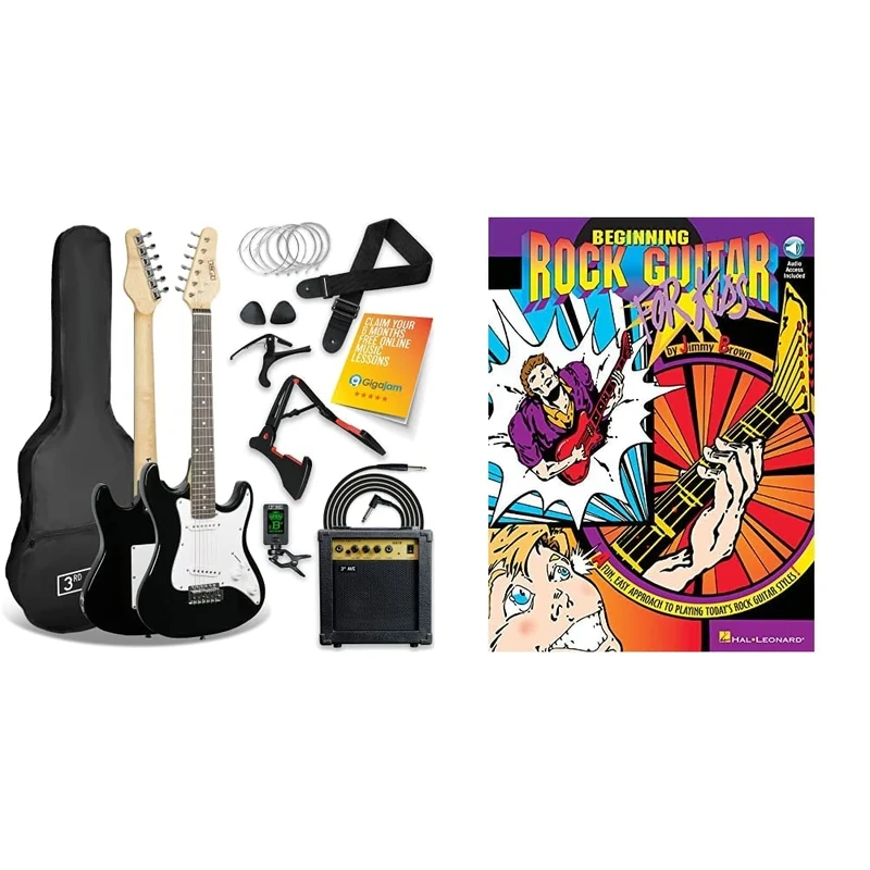 3rd Avenue 3/4 Size Electric Guitar Ultimate Kit – Black: Beginner Rock Guitar for Kids with CD (Book & CD)