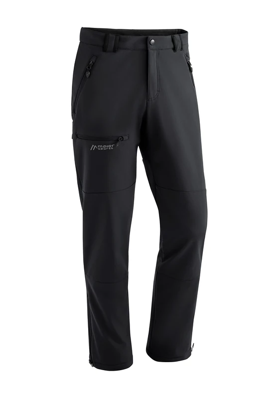Hiking Trousers, Softshell Outdoor Pants, Black