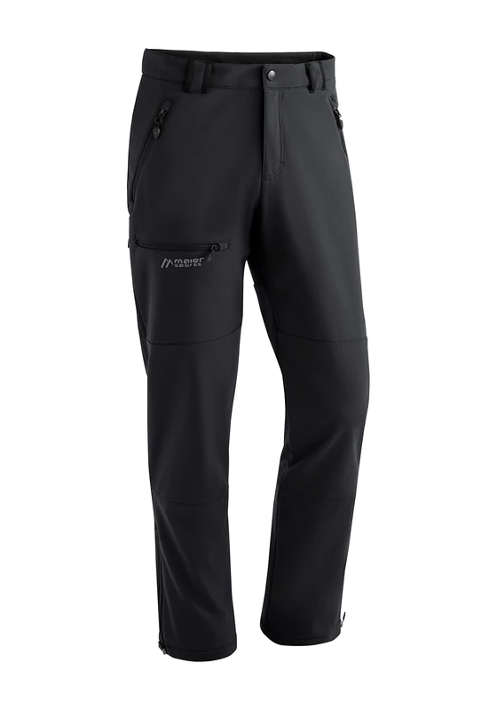 Hiking Trousers, Softshell Outdoor Pants, Black