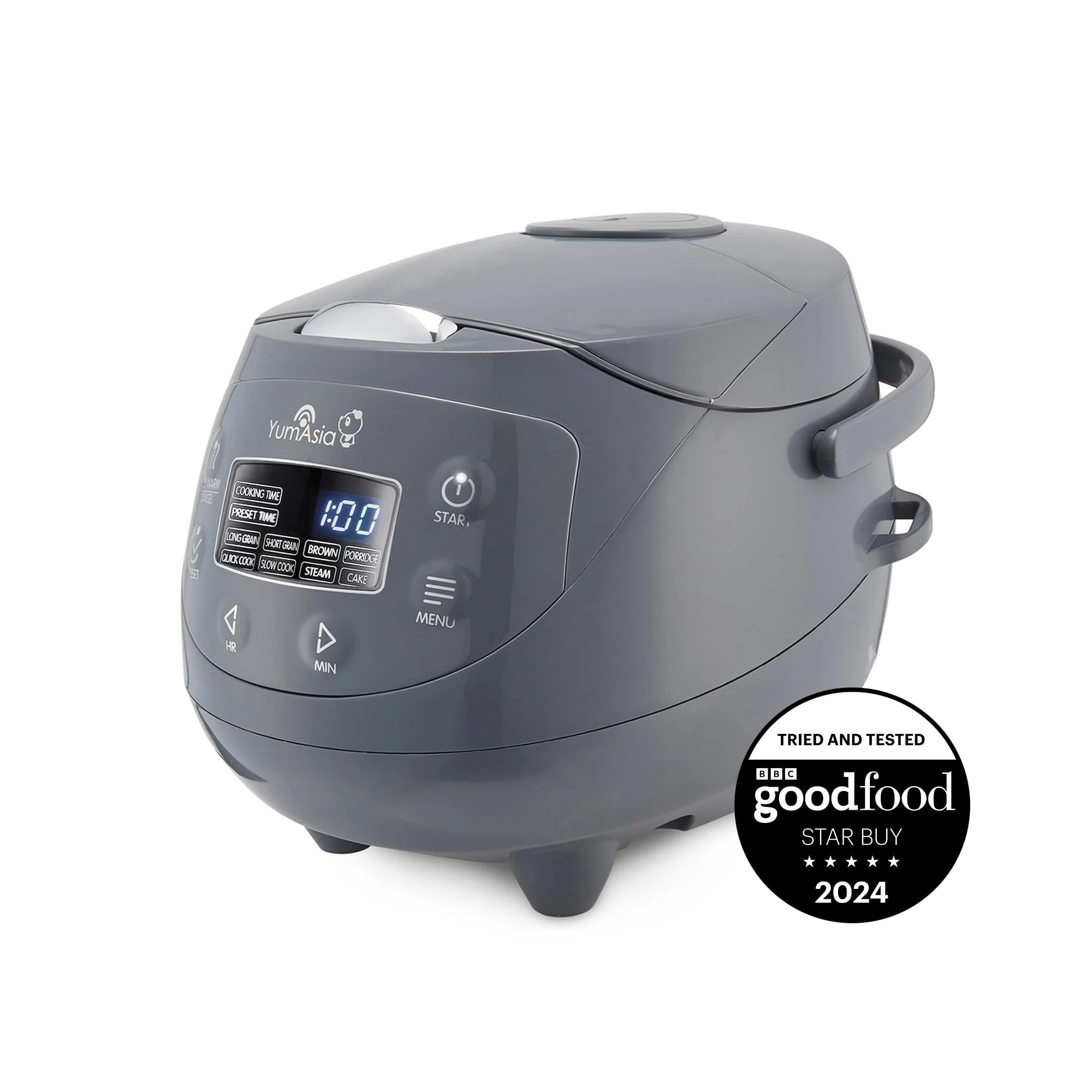 Yum Asia Panda Mini Rice Cooker With Ninja Ceramic Bowl and Advanced Fuzzy Logic (3.5 cup, 0.63 litre) 4 Rice Cooking Functions, 4 Multicooker functions, LED display, 220-240V (Cobalt Grey)