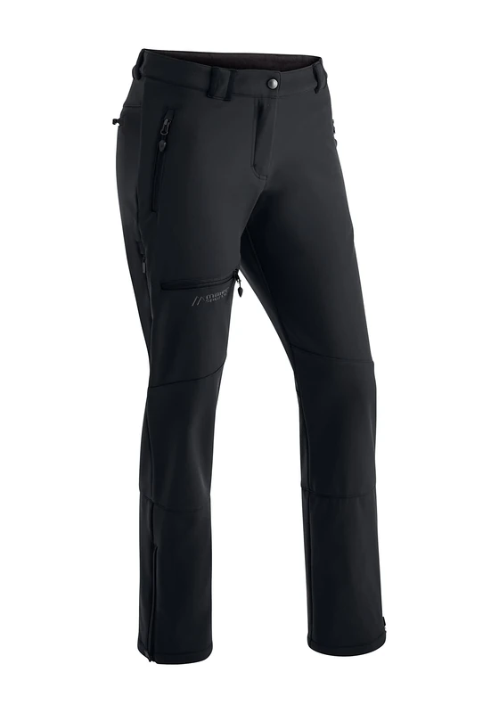 Hiking Trousers, Softshell Outdoor Pants, Black