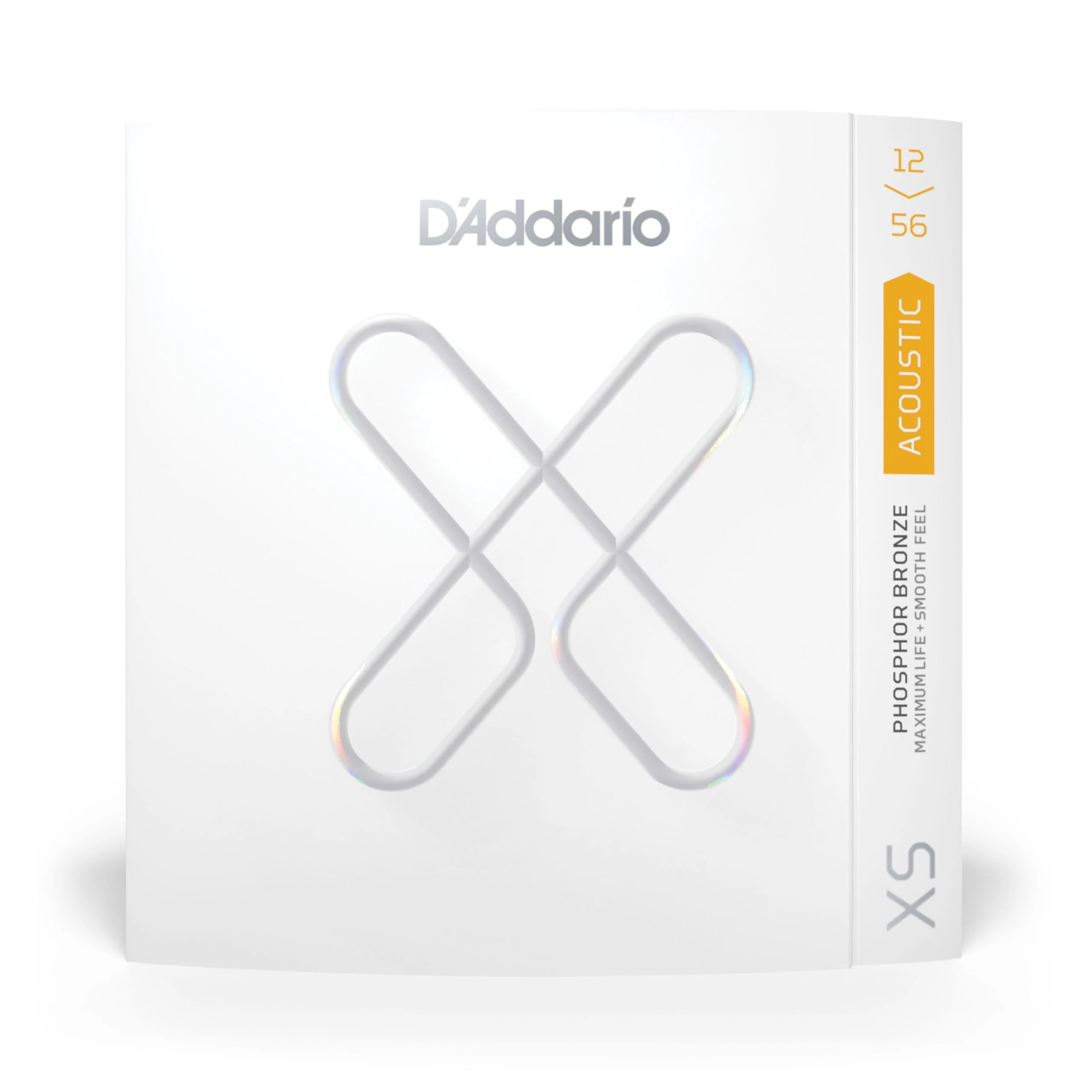D'Addario Guitar Strings - XS Phosphor Bronze Coated Acoustic Guitar Strings - XSAPB1256 - Maximum Life with Smooth Feel & Exceptional Tone - For 6 String Guitars - 12-56 Light Top/Medium Bottom