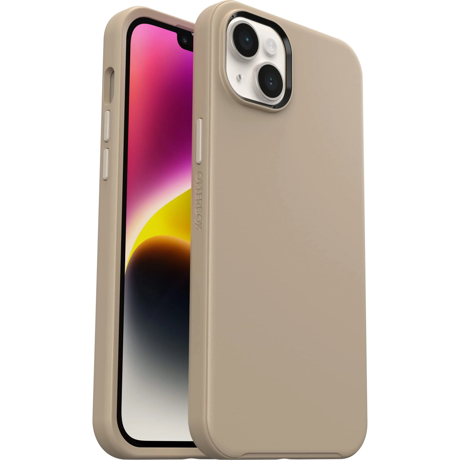 OtterBox Symmetry Case for iPhone 14 Plus, Shockproof, Drop proof, Protective Thin Case, 3x Tested to Military Standard, Antimicrobial Protection, Beige