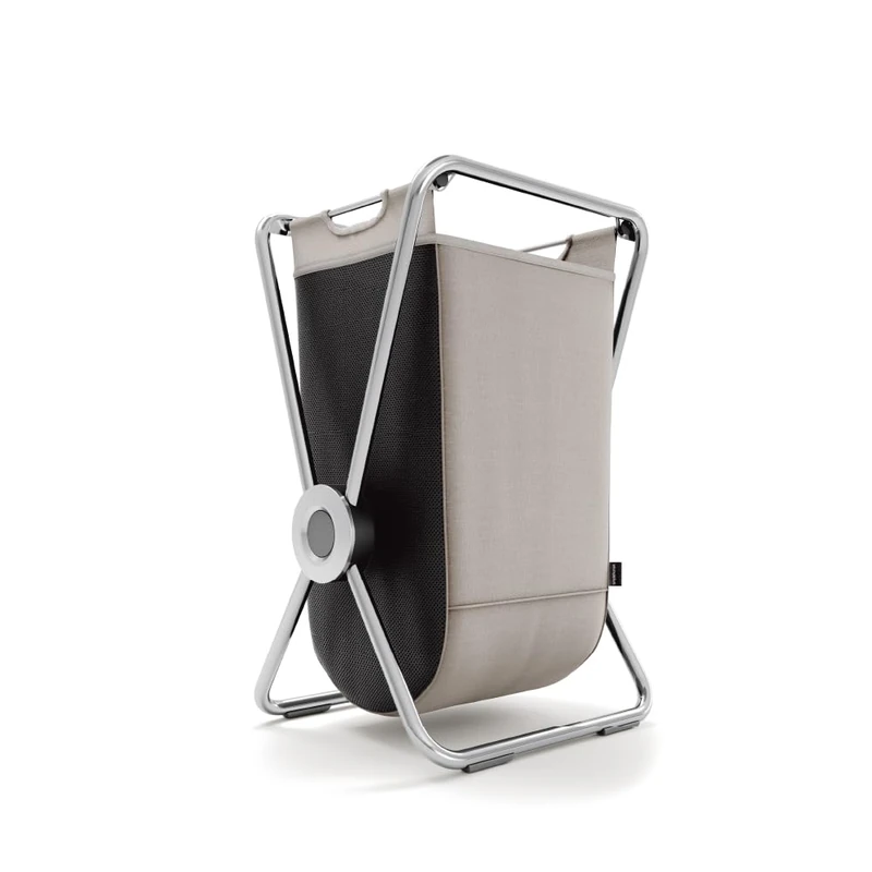simplehuman X-Frame Hamper, Single Compartment Laundry Basket for Bedroom Bathroom, Heavy-Gauge Steel Frame, Stain & Odour Resistant Machine Washable Bag, Easy Carry Steel Handles, Chrome - Image 1