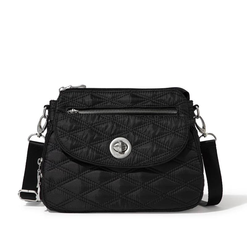 Baggallini Women's Calais Crossbody Bags 10x7 Lightweight Water-Resistant Travel Purse, RFID Protection & Interior Organization, Black Quilt, One Size - Image 1