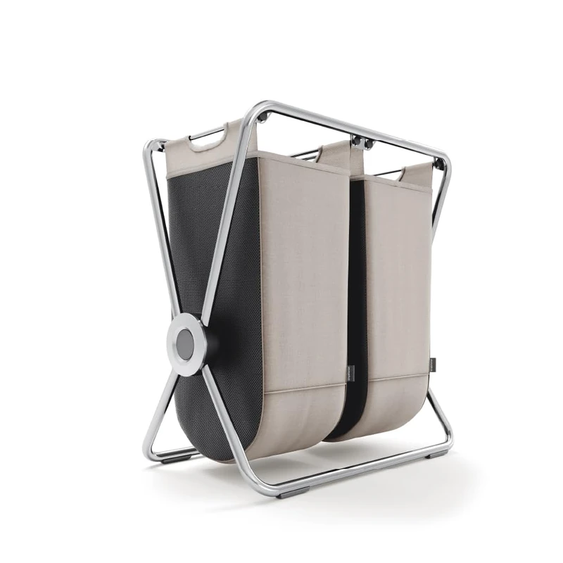 simplehuman X-Frame Hamper, Double Compartment Laundry Basket for Bedroom Bathroom, Heavy-Gauge Steel Frame, Stain & Odour Resistant Machine Washable Bags, Easy Carry Steel Handles, Chrome - Image 1