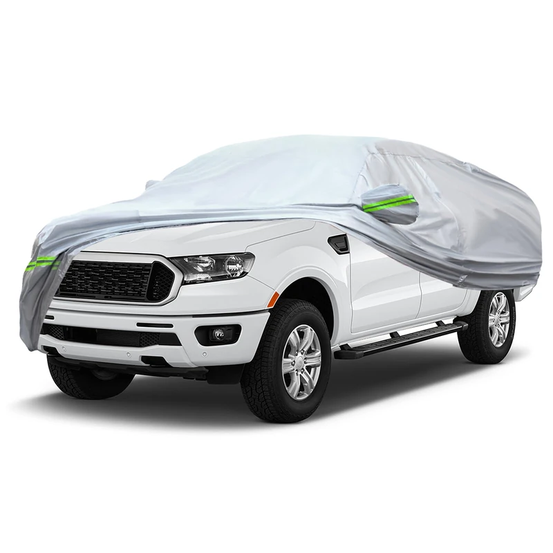 AUQDD 6-Layers Premium Truck Car Cover Waterproof All Weather Weatherproof UV Sun Protection Snow Dust Storm Resistant Outdoor Exterior Custom Form-Fit Full Padded Car Cover with Straps 209"-228" K13