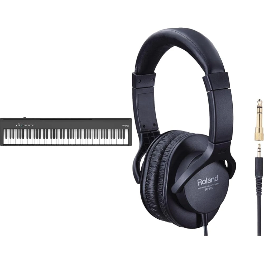Roland Fp-30X Digital Piano, The Super-Popular Portable Piano—Upgraded (Black) & RH-5 Monitor Headphones for Everyday Music Making And Audio Playback,Black