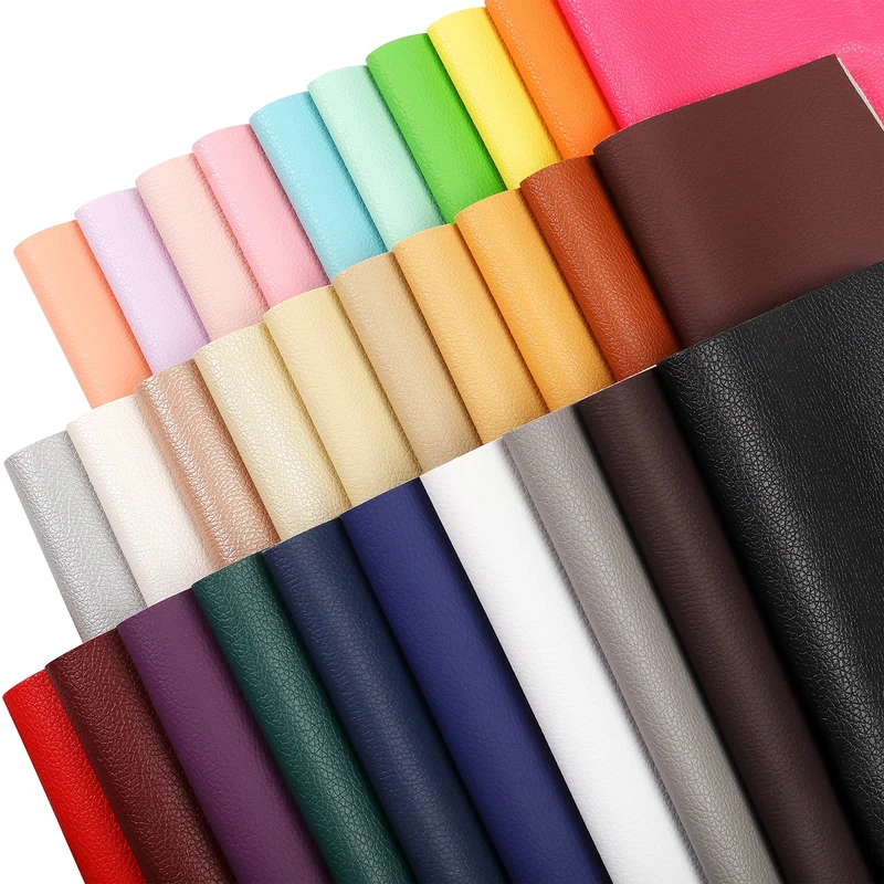 LOTOFUN Solid Faux Leather Sheets: 30Pcs Grain Colored Leather 8x6Inch for Halloween Gifts DIY Craft
