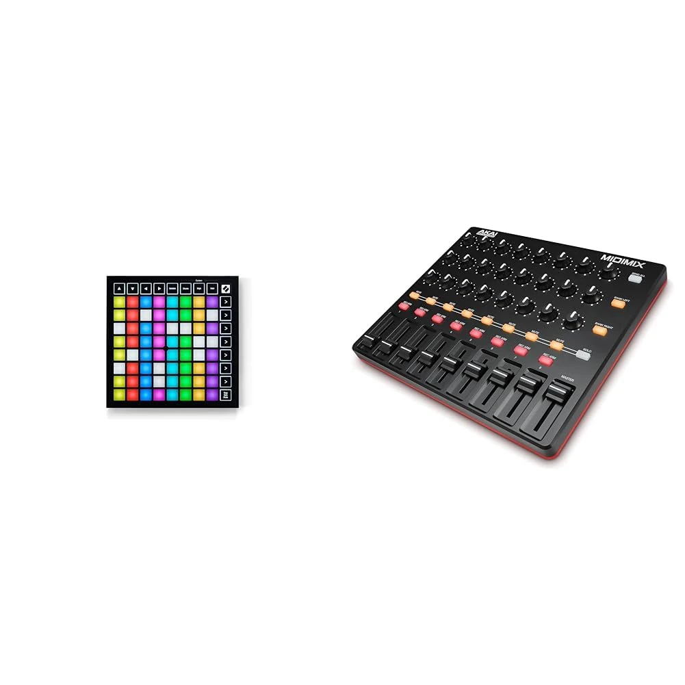 Novation Launchpad Mini MK3, Portable MIDI 64-Pad, USB Grid Controller for Ableton Live and Logic & AKAI Professional MIDImix - USB MIDI Controller Mixer with Assignable Faders & Master Fader