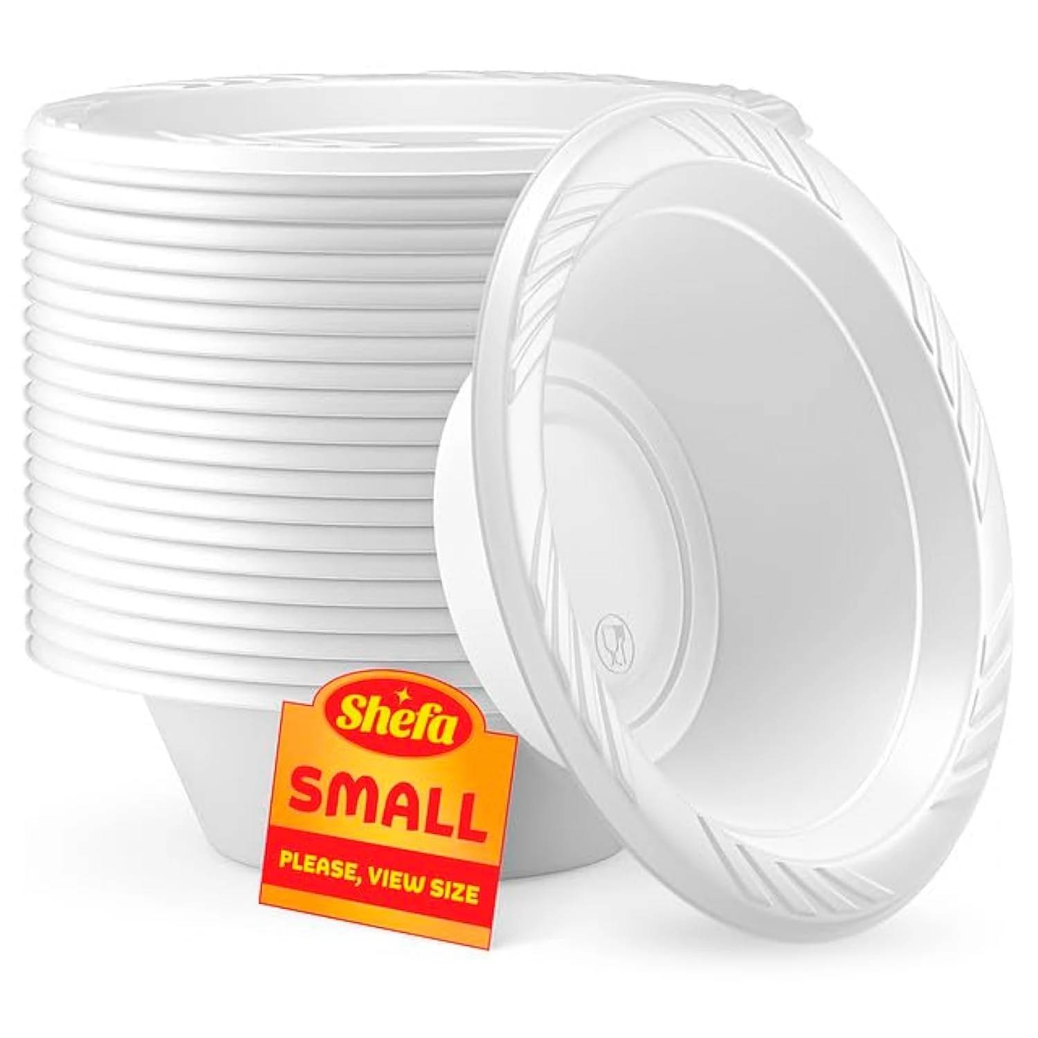 Shefa100 White Bowls - Plastic Bowls for Dessert, Reusable & Washable, Heavy Duty Dinnerware - Ideal Set for Birthday, Parties, Camping, Catering 5 oz