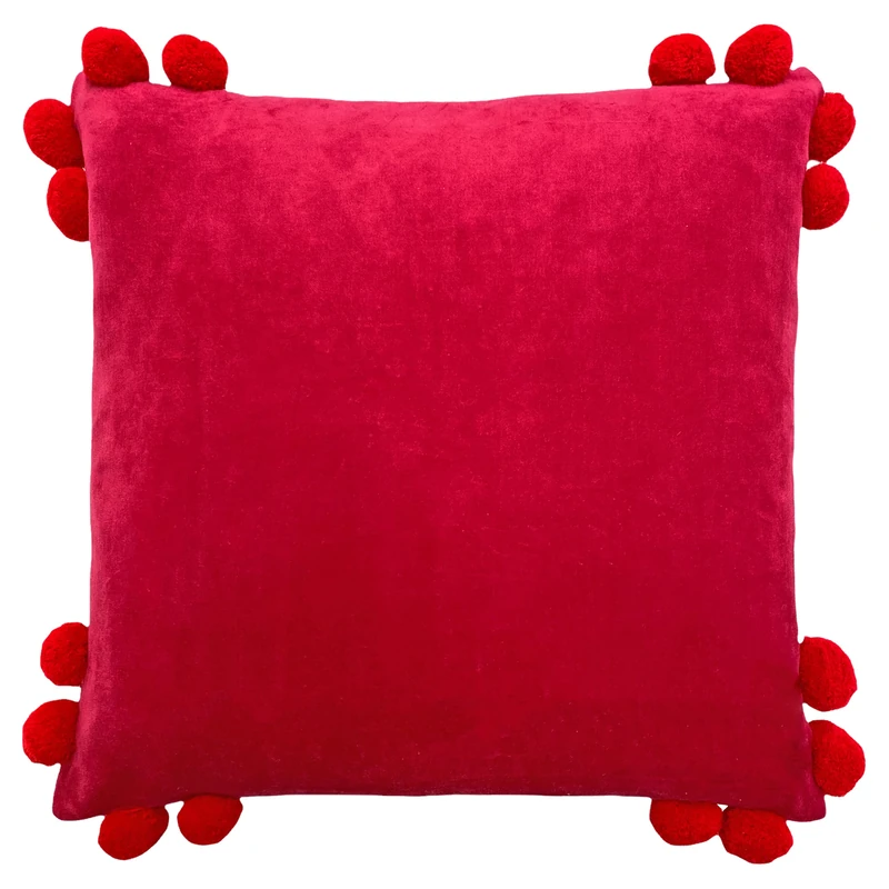 furn. Hoola Polyester Filled Cushion, Cotton, Fuchsia/Red