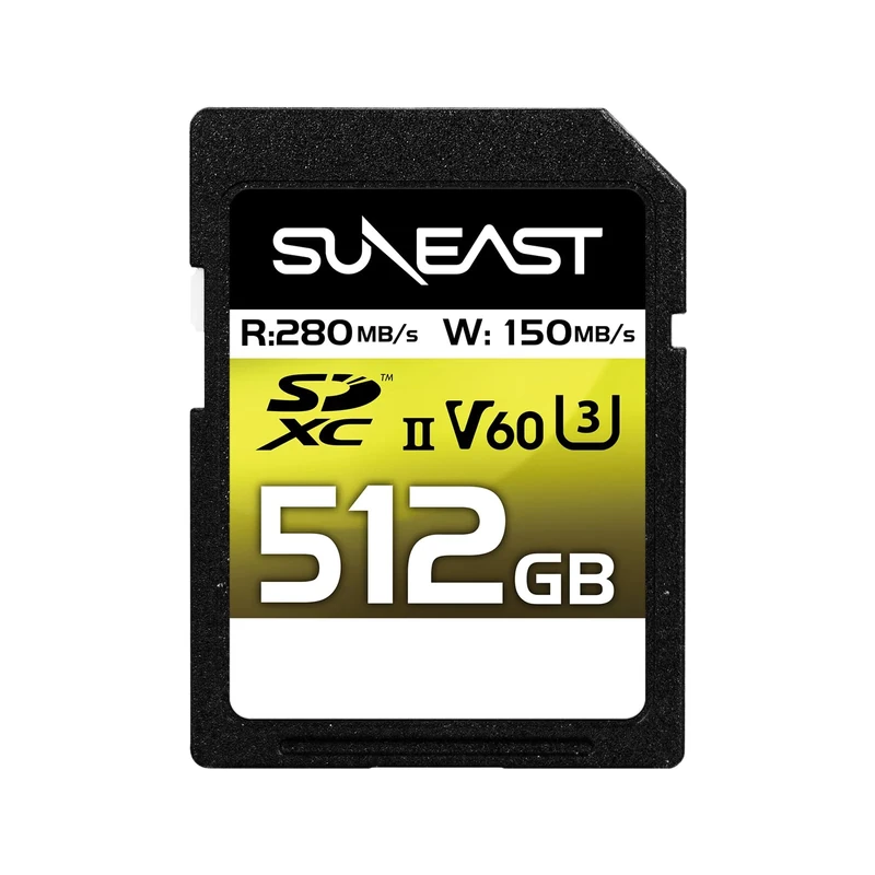 SUNEAST (Japan) 512GB ULTIMATE PRO V60 U3 C10 UHS-II SDXC Memory Card Read: 150MB/s Write: 280MB/s for 4K Video and High Speed Shooting