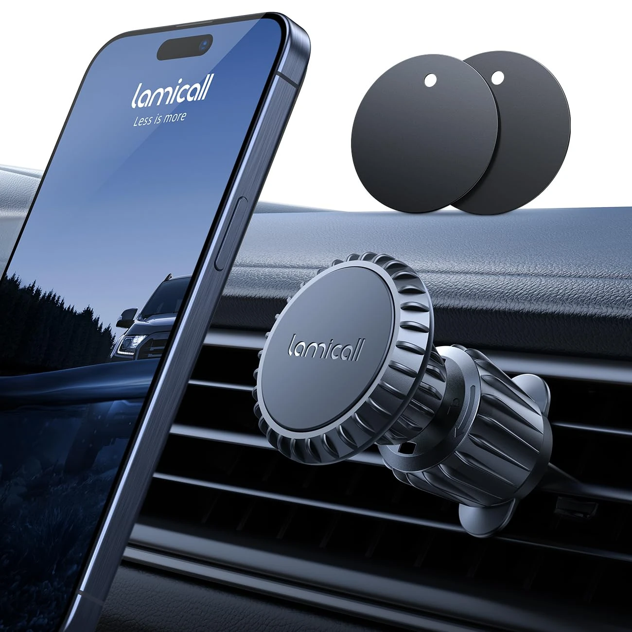 Lamicall Magnetic Car Phone Holder Vent 2025 Upgrade 6X N52 Strong Magnets, Universal Mobile Phone Mount Hook, 360 Rotating Air Vent Cradle for iPhone, Samsung, Huawei, All Smartphones & Tablets