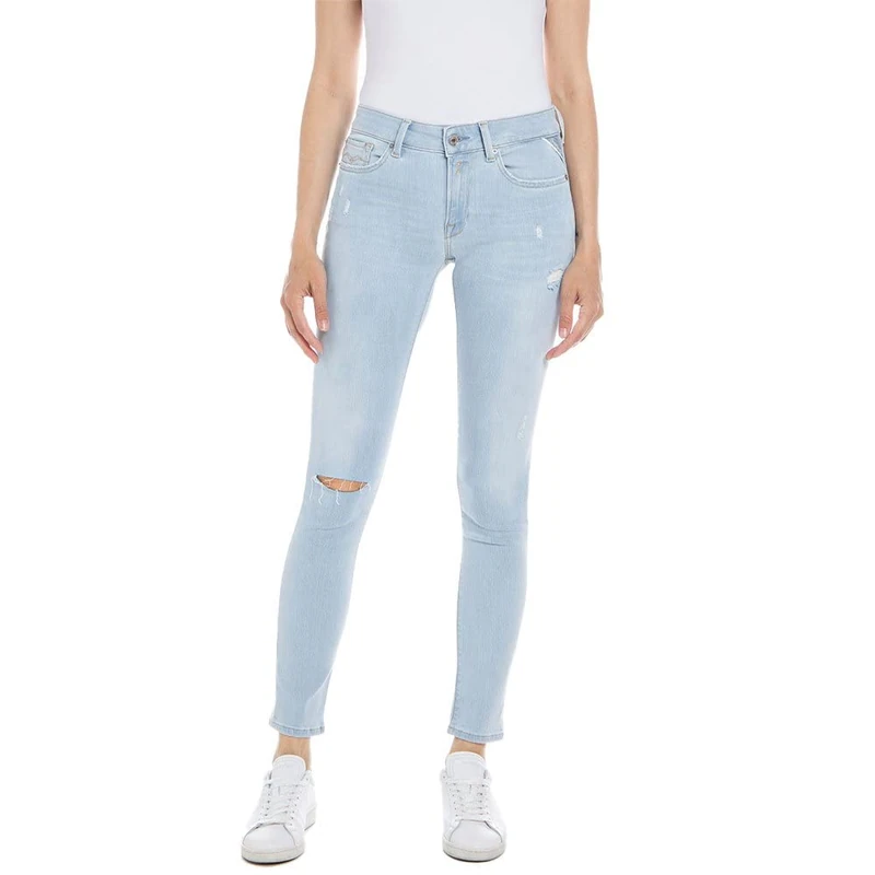 REPLAY Women's New Luz Jeans, 011 Super Light Blue, 32W x 28L