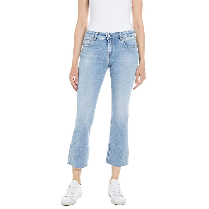 REPLAY Women's Faaby Flare Crop Jeans, 010 Light Blue, 26W x 26L