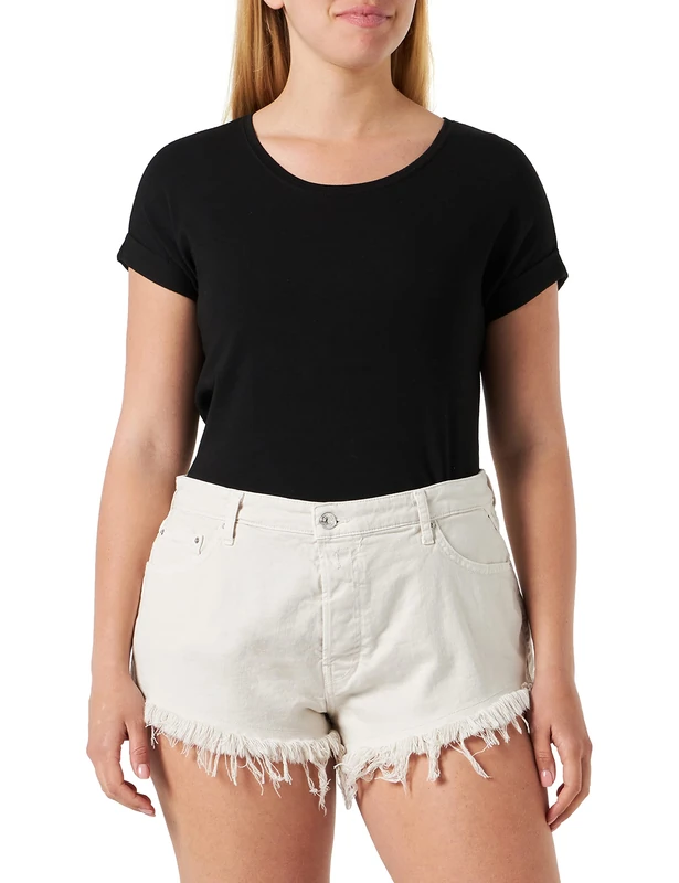 REPLAY Women's Denim Shorts, 707 Cream, 31W