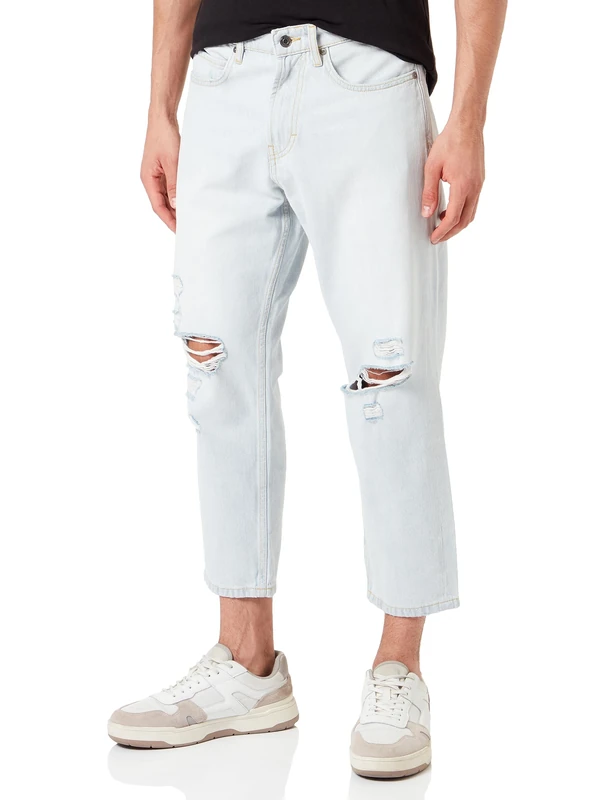 HUGO Mens 340 Regular-fit Jeans in Light-Blue Rigid Denim