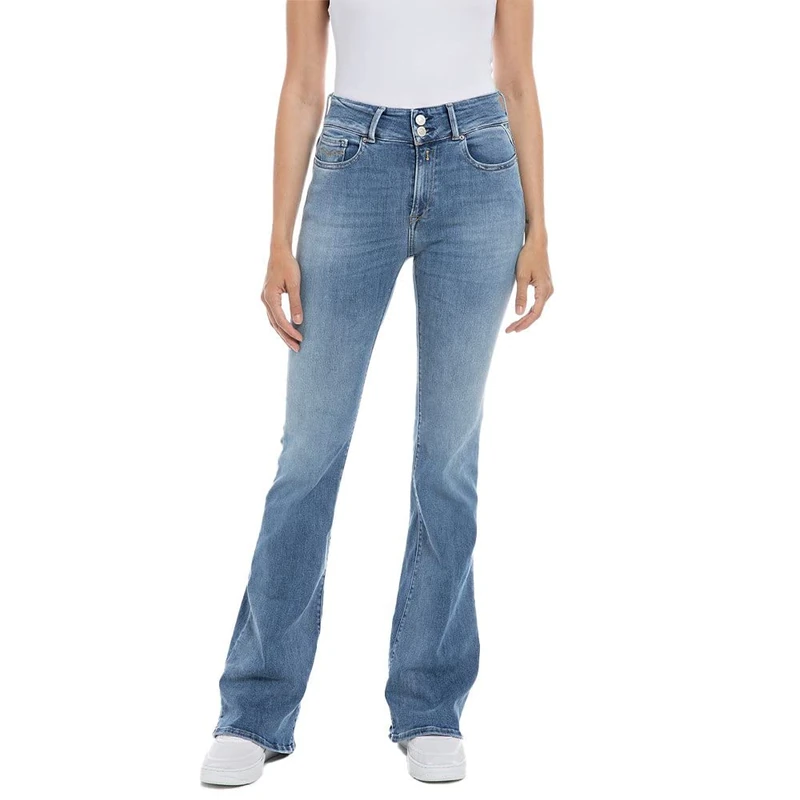 REPLAY Newluz Women's Flare Jeans, 009 Medium Blue, 2434, 009 Medium Blue, 24 W/34 L
