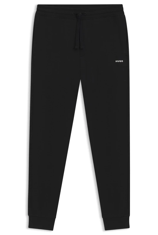 HUGO Mens Dayote232 Logo-Print Tracksuit Bottoms in Cotton Terry Black