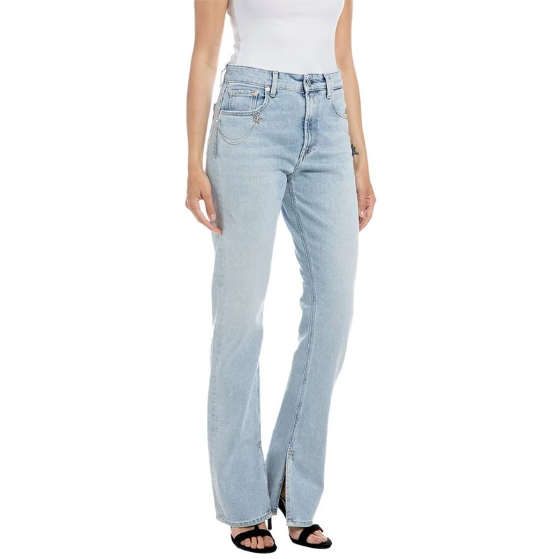 REPLAY Women's Sharljn Slim Flare Jeans, 011 Super Light Blue, 32W x 34L