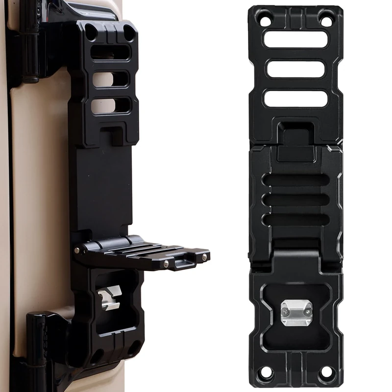 KANGIKX Door Hinge Foot Step for Jeep,Door Hinge Step Folding Foot Peg with Bottle Opener Compatible with Jeep Wrangler 2018-2022 JL Unlimited & Gladiator 2020-2022JT 1PC, Black(No Drilling)