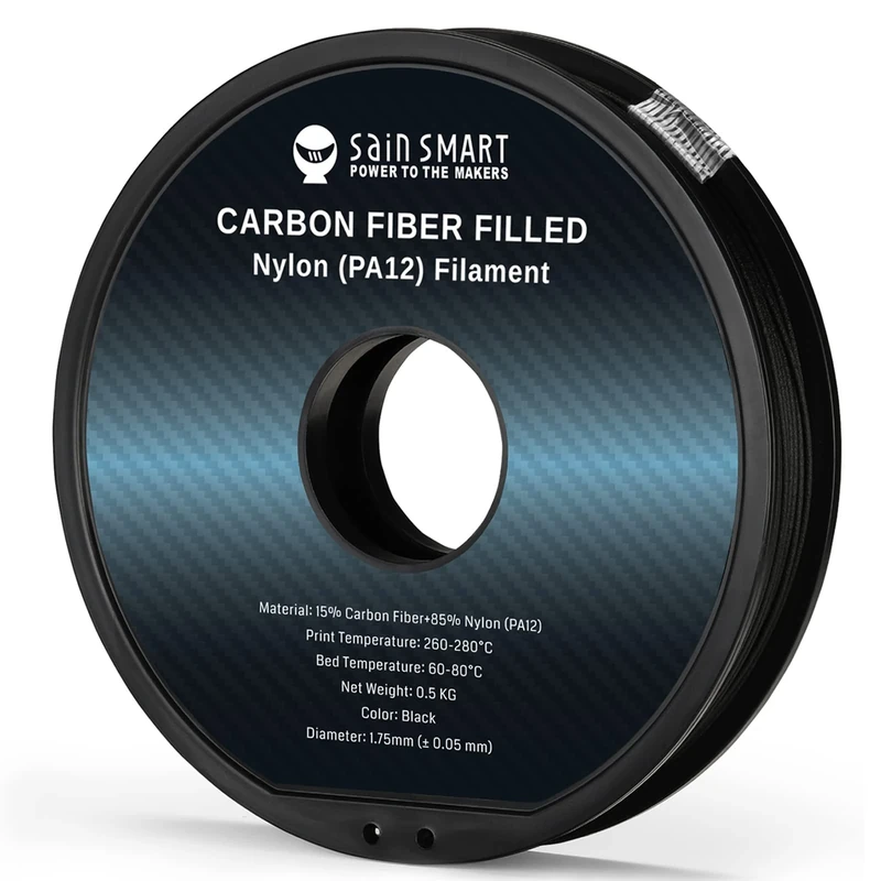 SainSmart ePA12-CF Carbon Fiber Nylon Filament 1.75mm, 0.5kg (1.1lbs), Dimensional Accuracy +/- 0.05 mm, Black