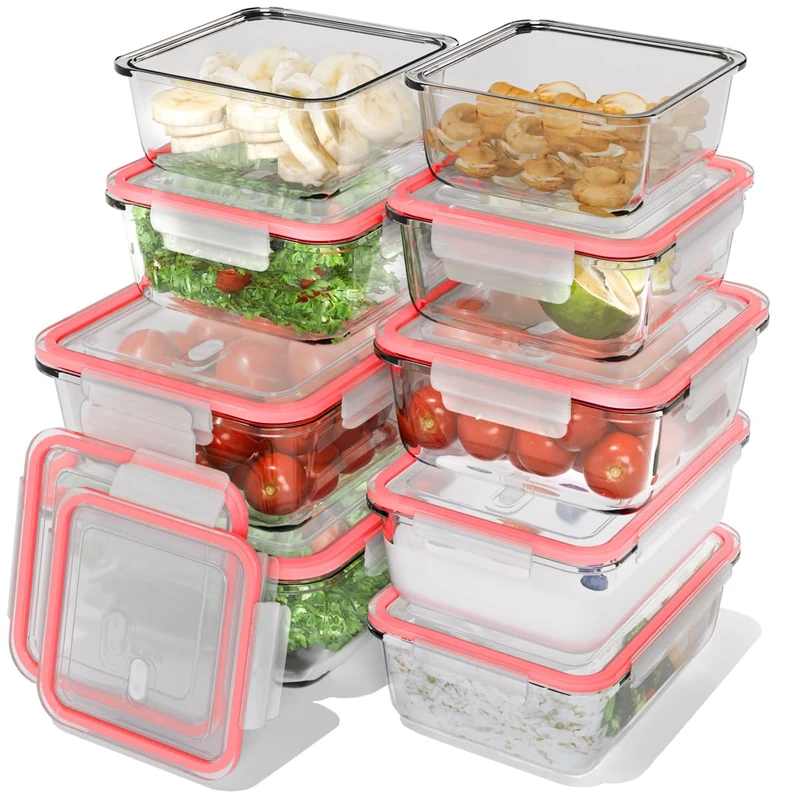 classbach® Glass Food Storage Containers with Lids, Set of 9 Storage Jars, Suitable for Microwave, Dishwasher and Freezer, Glass Meal Prep Boxes, Perfect Storage Box Kitchen - Image 1