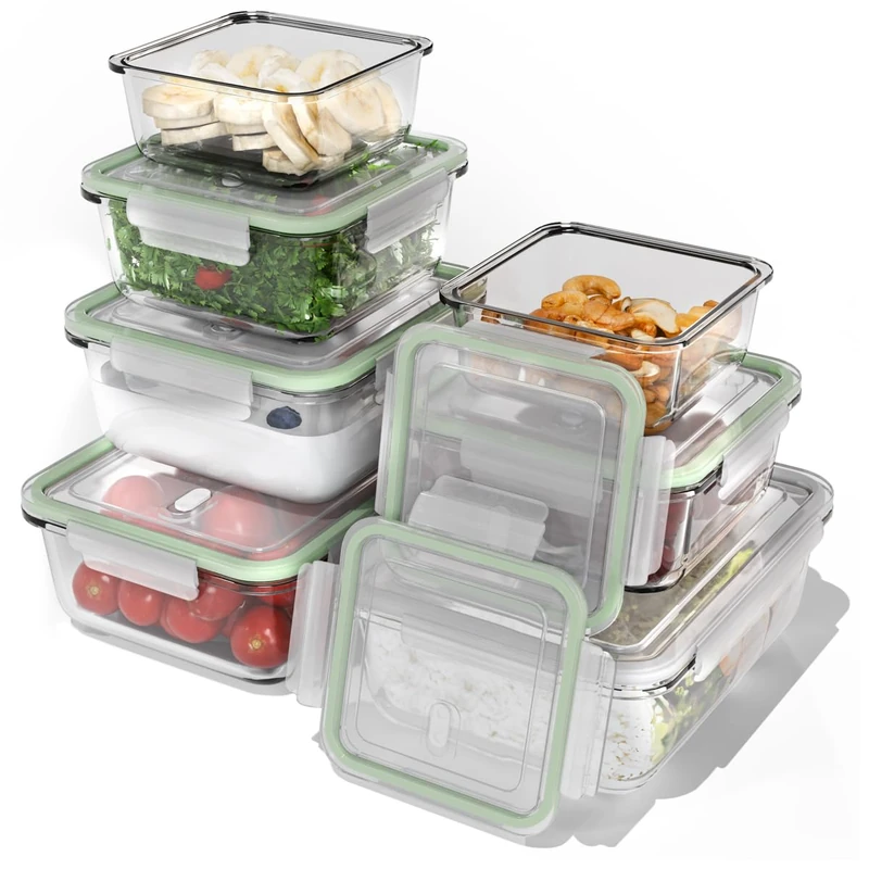 classbach® Glass Food Storage Containers with Lids, Set of 7 Storage Jars, Suitable for Microwave, Dishwasher and Freezer, Meal Prep Boxes Made of Glass, Perfect Storage Box Kitchen