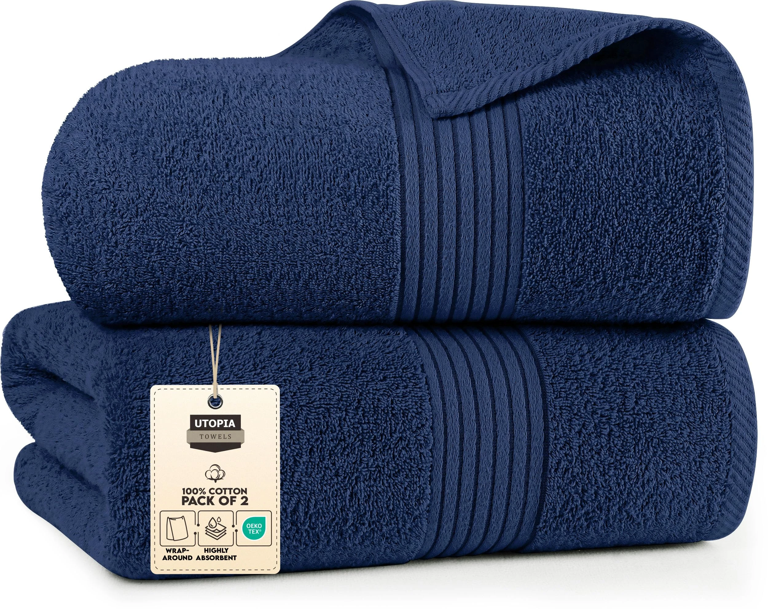 Utopia Towels - Luxurious Jumbo Bath Sheet 2 Pack - 100% Cotton Highly Absorbent and Quick Dry Extra Large Bath Towel - Super Soft Hotel Quality Towel (90 x 180 cm, Navy)