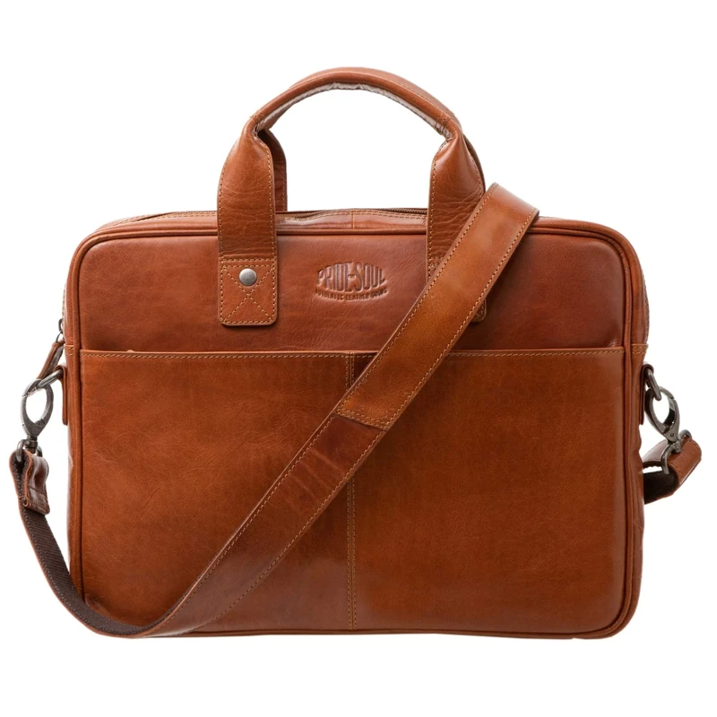 Pride and Soul Surprise 47608 Laptop Bag, Notebook Bag for 12 Inch Laptops, Shoulder Bag Made of Real Leather, Bag for Office and Leisure, Shoulder Bag Approx. 30 x 38 x 6.5 cm, Cognac, Cognac, ca. 30