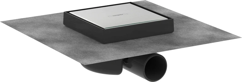 hansgrohe 56112800 RainDrain spot Complete Set Point Drain 150/150 on The Back can be Tiled, Brushed Stainless Steel
