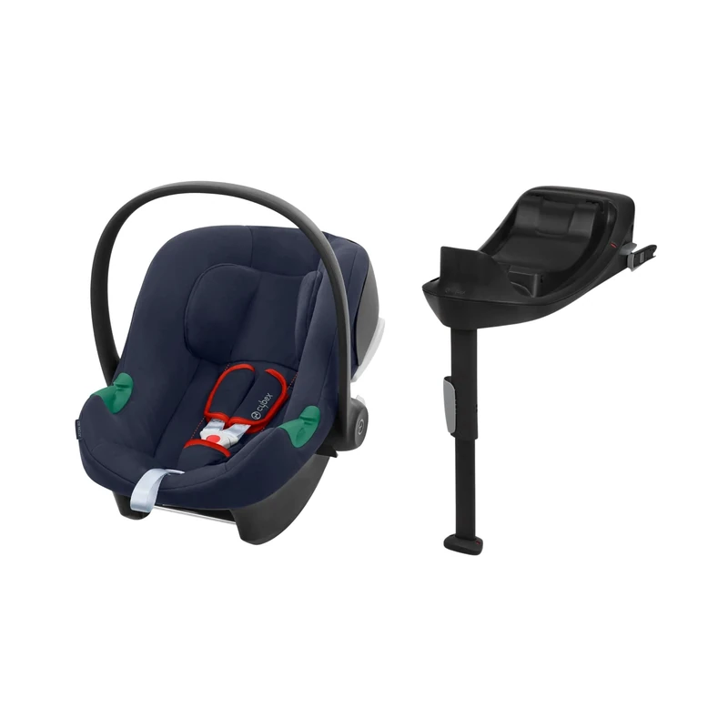 CYBEX Aton B2 i-Size infant carrier with Base One, From birth to approx. 24 months, Max. 13 kg, Incl. ISOFIX base and newborn insert, SensorSafe compatible, Bay Blue