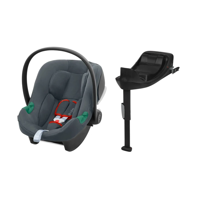 CYBEX Aton B2 i-Size infant carrier with Base One, From birth to approx. 24 months, Max. 13 kg, Incl. ISOFIX base and newborn insert, SensorSafe compatible, Steel Grey