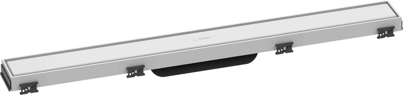 hansgrohe 56037700 RainDrain Match Fertigset Duschrinne 700 mit höhenverstellbarem Rahmen Mattweiß Complete Set Shower Channel, matt White, 70 cm - Image 1