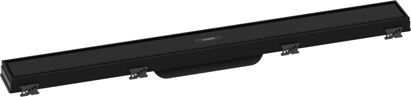 hansgrohe 56037670 RainDrain Match 700 Shower Drain Complete Set with Height-Adjustable Frame Matte Black Channel, 70 cm