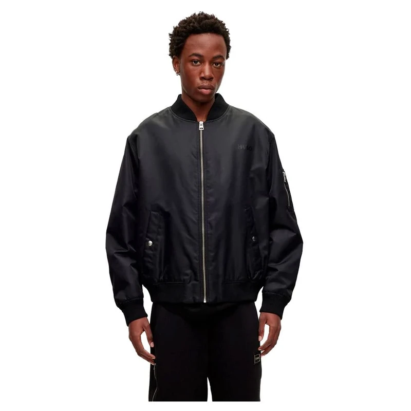HUGO Mens Byler2321 Oversized-fit bomber jacket with tonal logo - Image 1