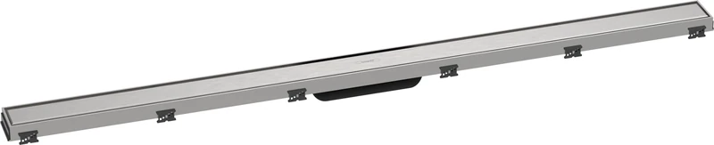 hansgrohe 56042800 RainDrain Match Complete Set Shower Drain 1200 with Height-Adjustable Frame Brushed Stainless Steel Channel, 120 cm