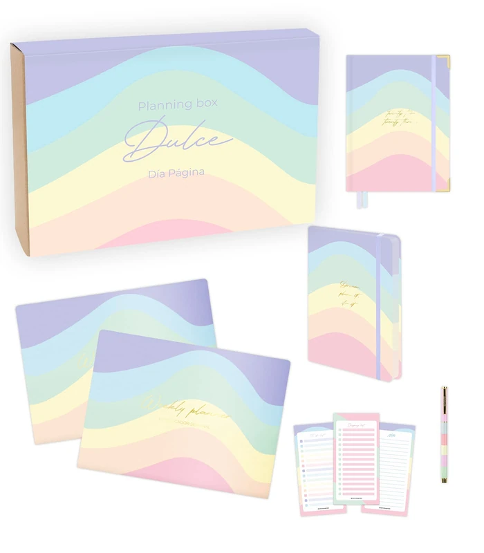 Planning Box Sweet – Agenda 2022 2023 Day Page – Gift Box – Includes Academic Day Page, Weekly and Monthly Planner, Flex Print Bujo Checklist and Pen