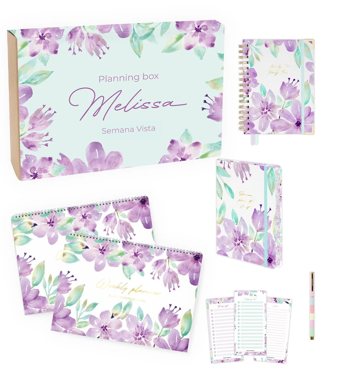 Planning Box Melissa - 2022 2023 Week to View Calendar Gift Box - Includes Academic Appointment Calendar, Week to View, Weekly and Monthly Planner, Flex Print, Checklist and Pen